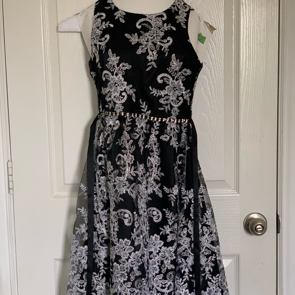 black dress with silver designs